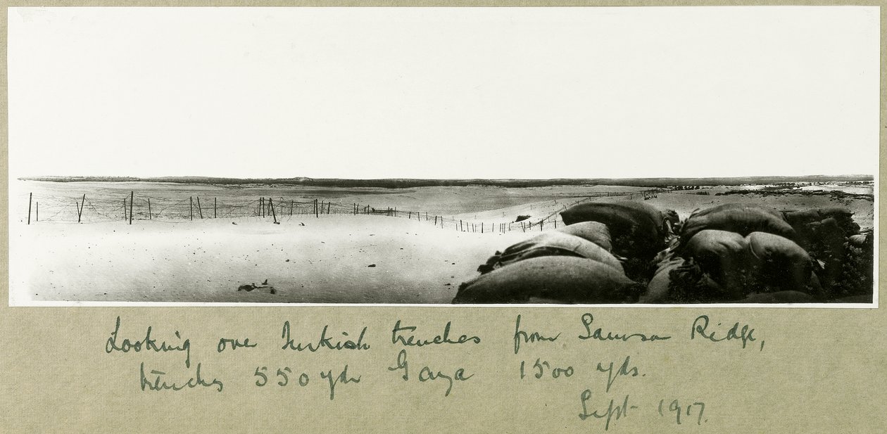 Looking over Turkish trenches from Samson Ridge by Capt. Arthur Rhodes