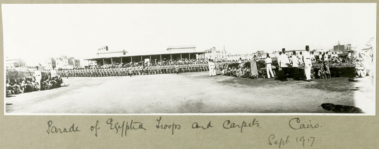 Parade of Egyptian Troops and Carpets, Cairo, September 1917 by Capt. Arthur Rhodes