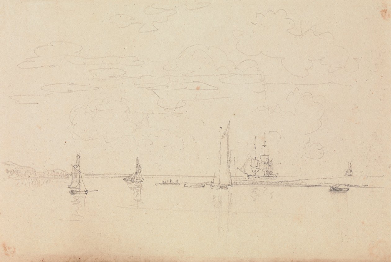 Sketch of Sailing Boats in a Harbor by Capt. Thomas Hastings