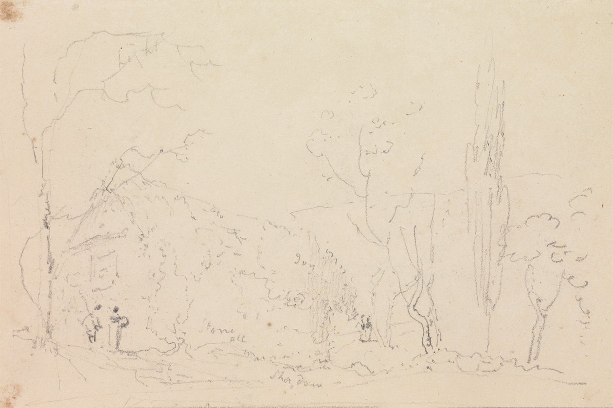 Sketch of a Thatched Roof Cottage by Capt. Thomas Hastings