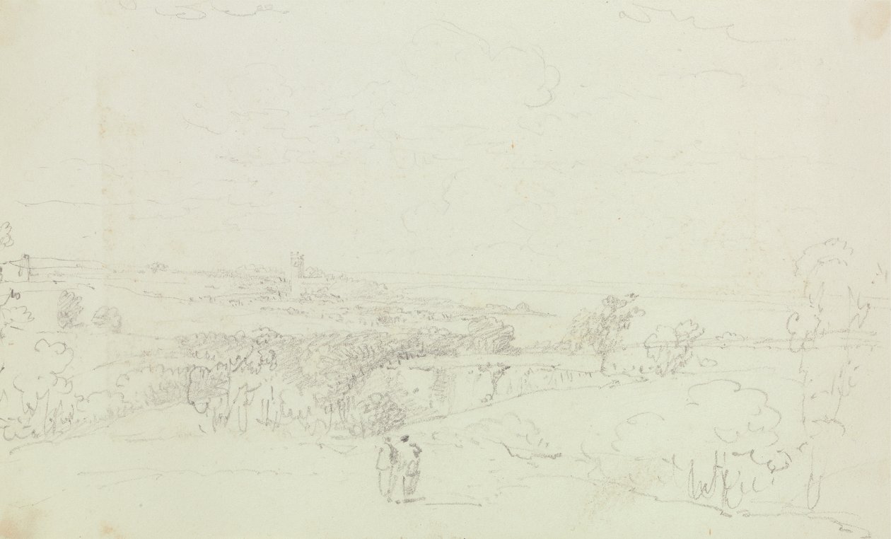 Sketched Landscape with Castle in the Distance by Capt. Thomas Hastings