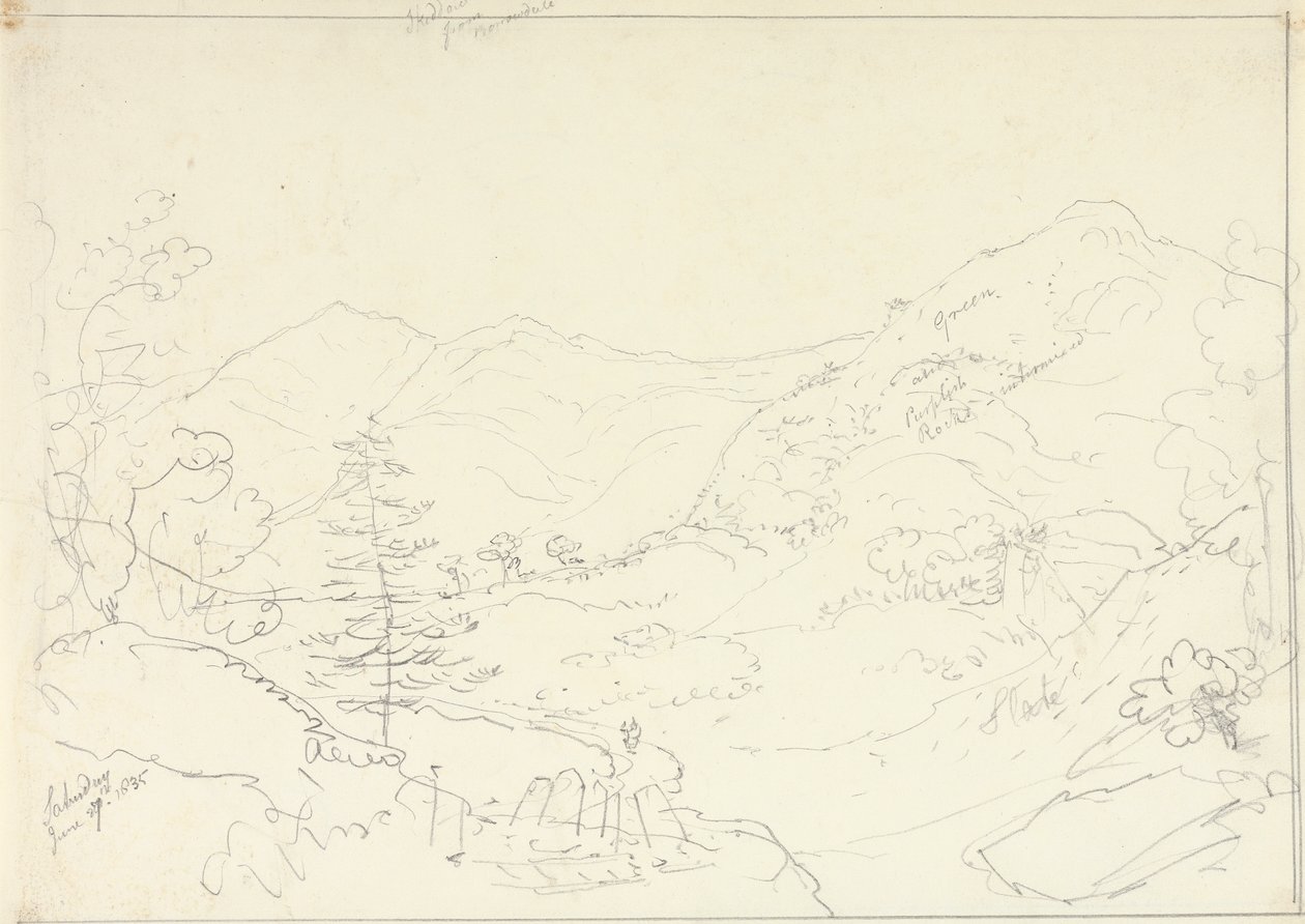 Skiddaw from Borrowdale, Saturday 27 June, 1835 by Capt. Thomas Hastings
