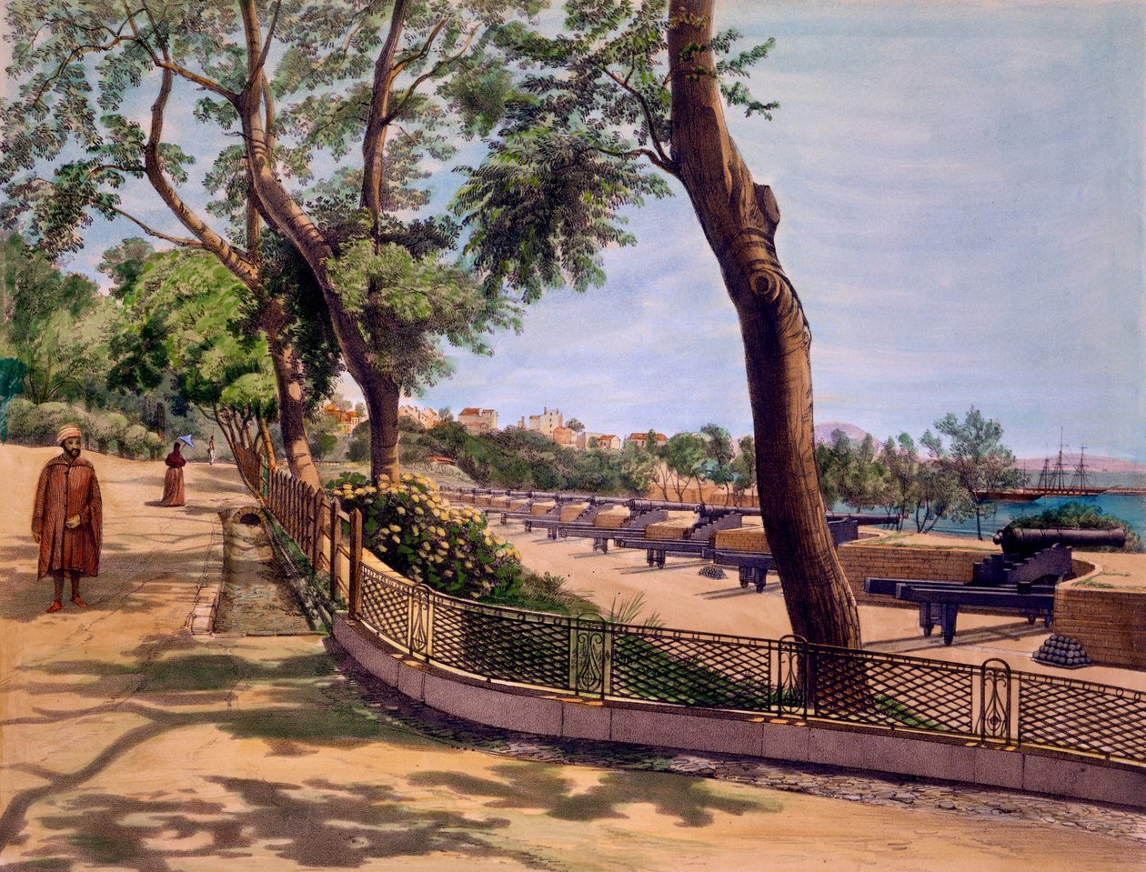 The Victoria Battery, Gibraltar, print made by TC Dibdin, from 