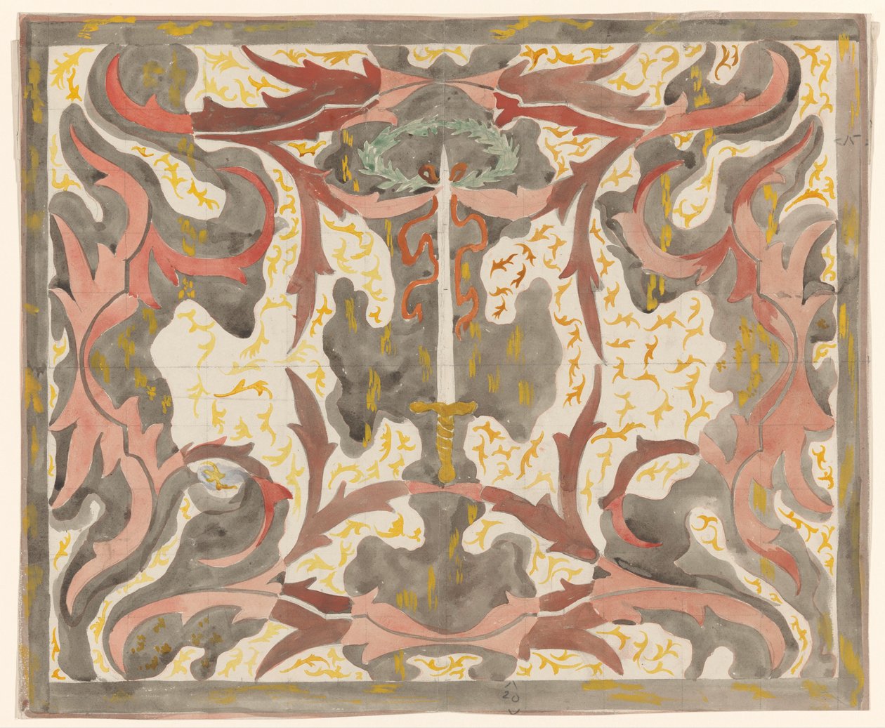 Decorative Design with Upright Sword by Carel Adolph Lion Cachet