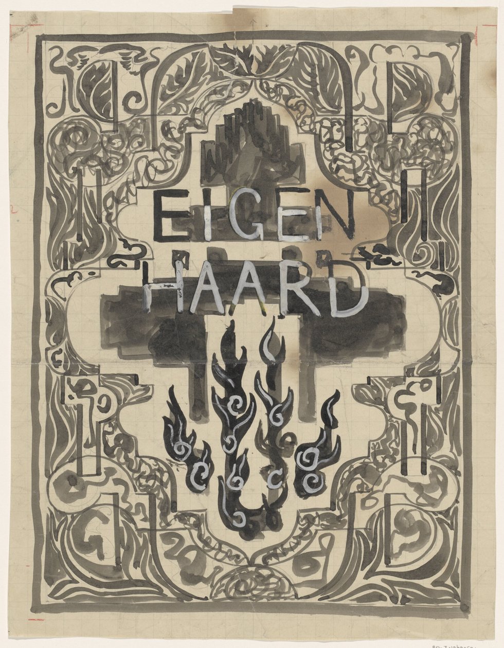 Design for the Cover of Eigen Haard by Carel Adolph Lion Cachet