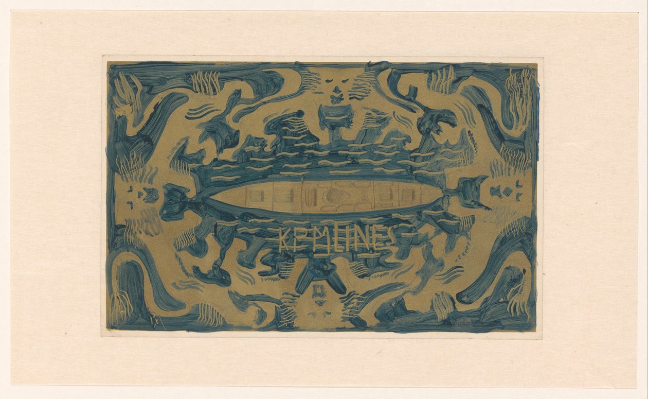 Design for Vignette of the Royal Packet Navigation Company, K.P.M. Lines by Carel Adolph Lion Cachet