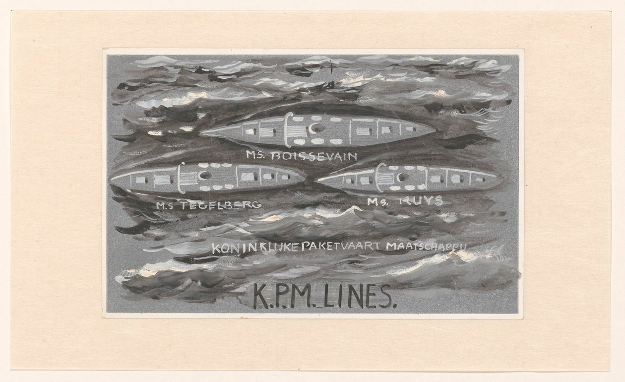 Design for Vignette of the Royal Packet Navigation Company, K.P.M. Lines by Carel Adolph Lion Cachet