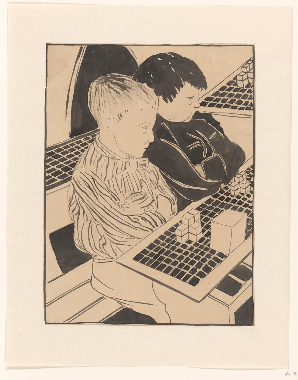 Two Boys at the School Desk by Carel Adolph Lion Cachet