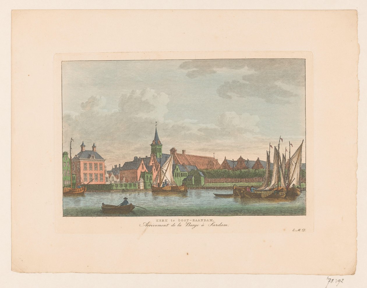 View of the church in Oost-Zaandam (title on object) by Carel Frederik Bendorp (I)