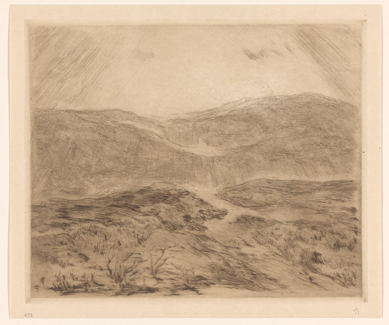 Dune Landscape with Sunrays by Carel Nicolaas Storm van 