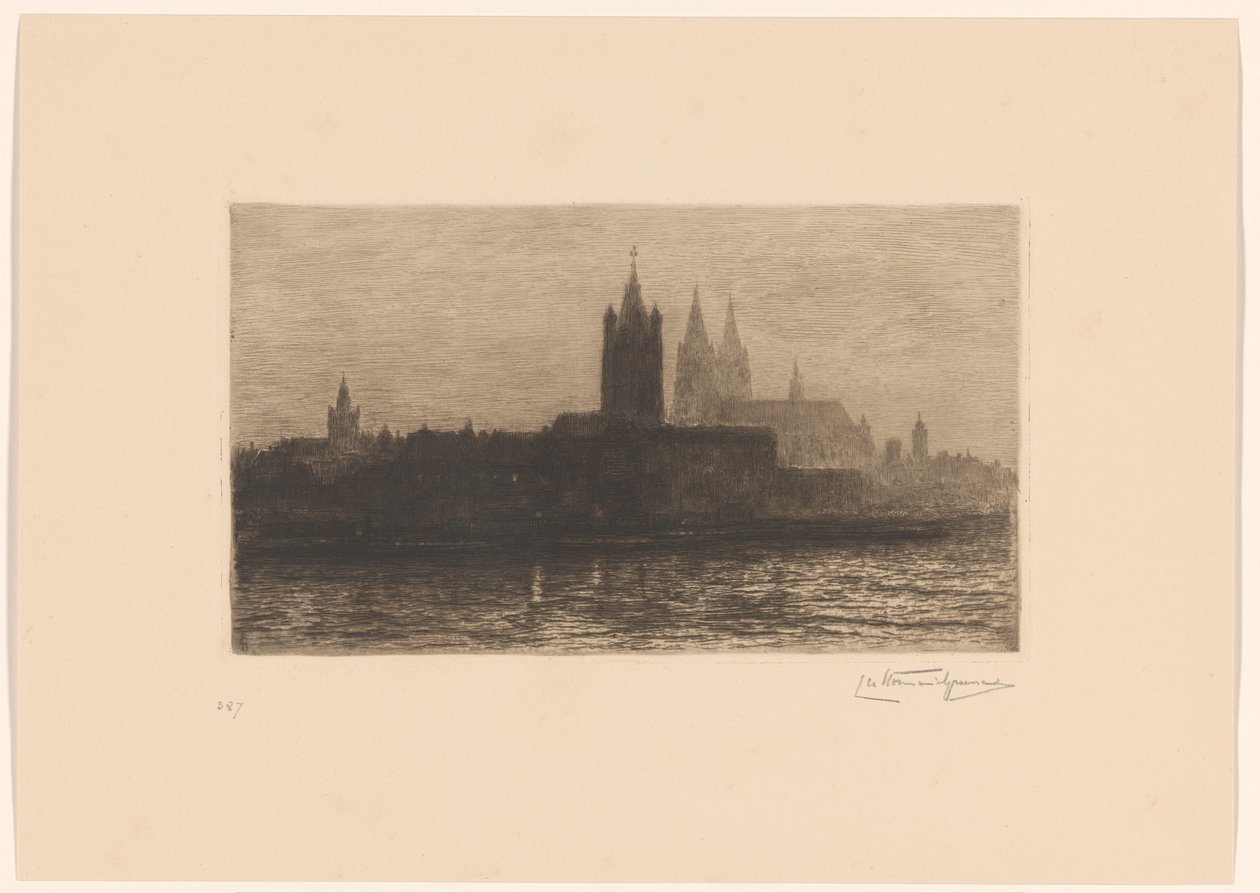 View of Cologne at Night by Carel Nicolaas Storm van 