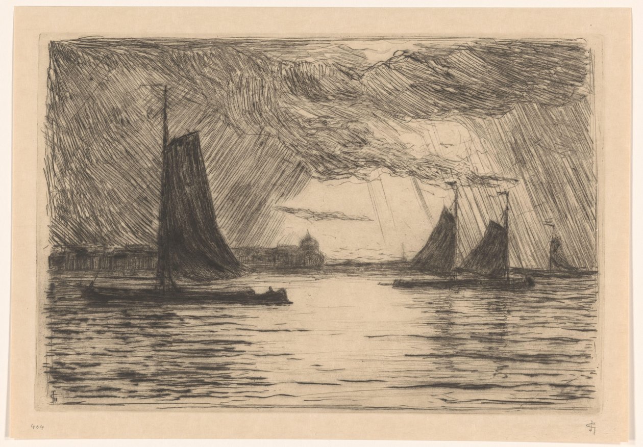 View of the Maas at Dordrecht in the Evening by Carel Nicolaas Storm van 