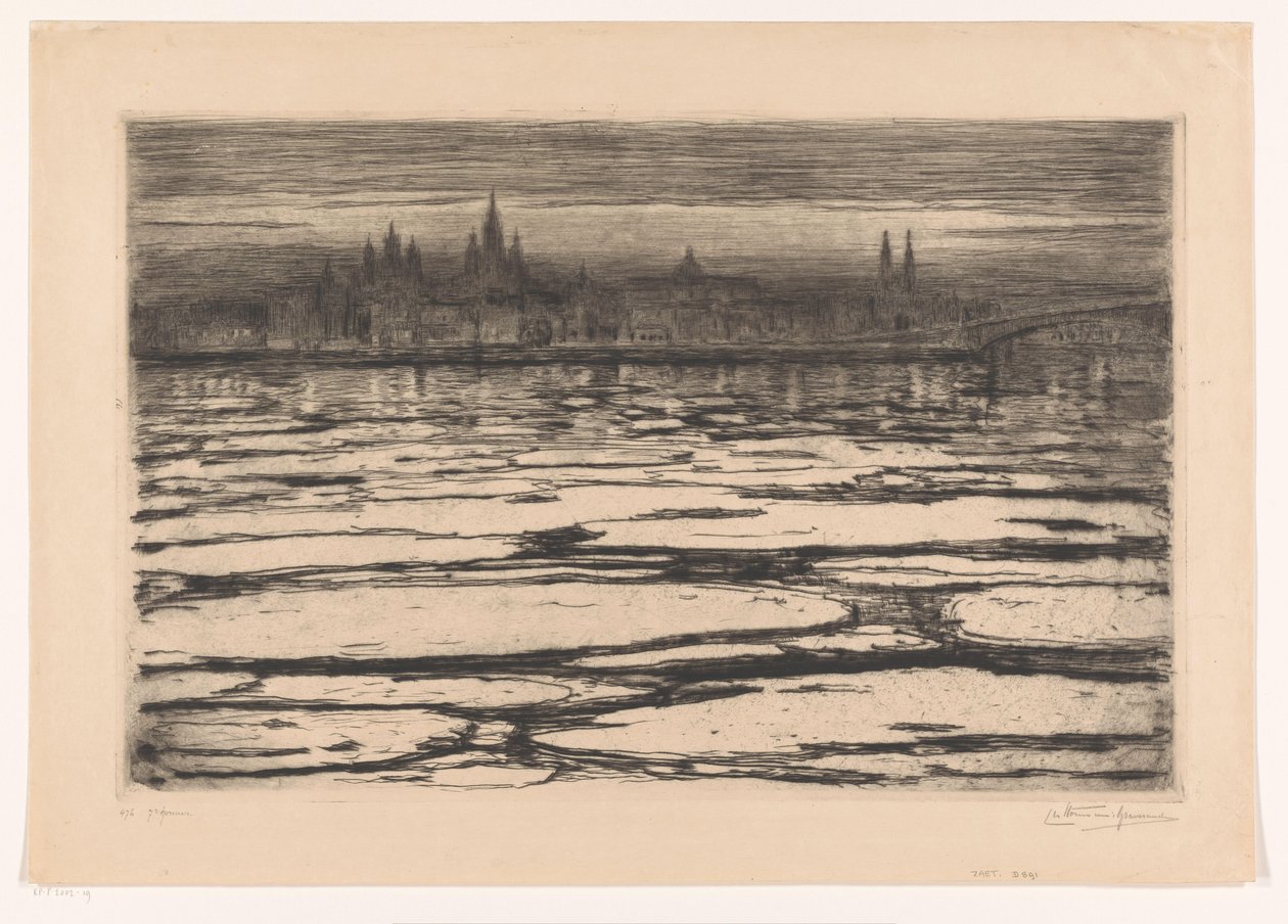 Ice Floes on the Rhine by Carel Nicolaas Storm van 