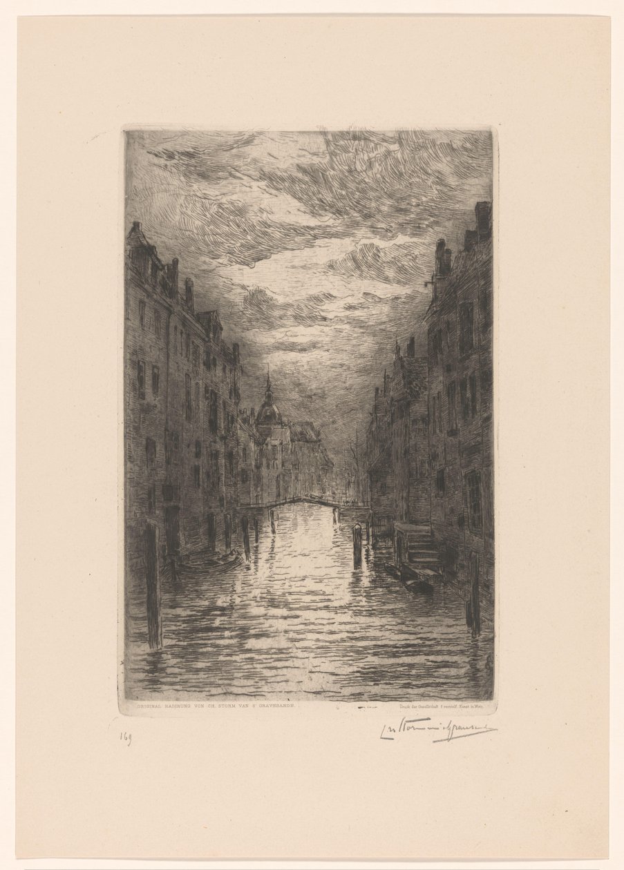 Canal in Dordrecht at Evening by Carel Nicolaas Storm van 