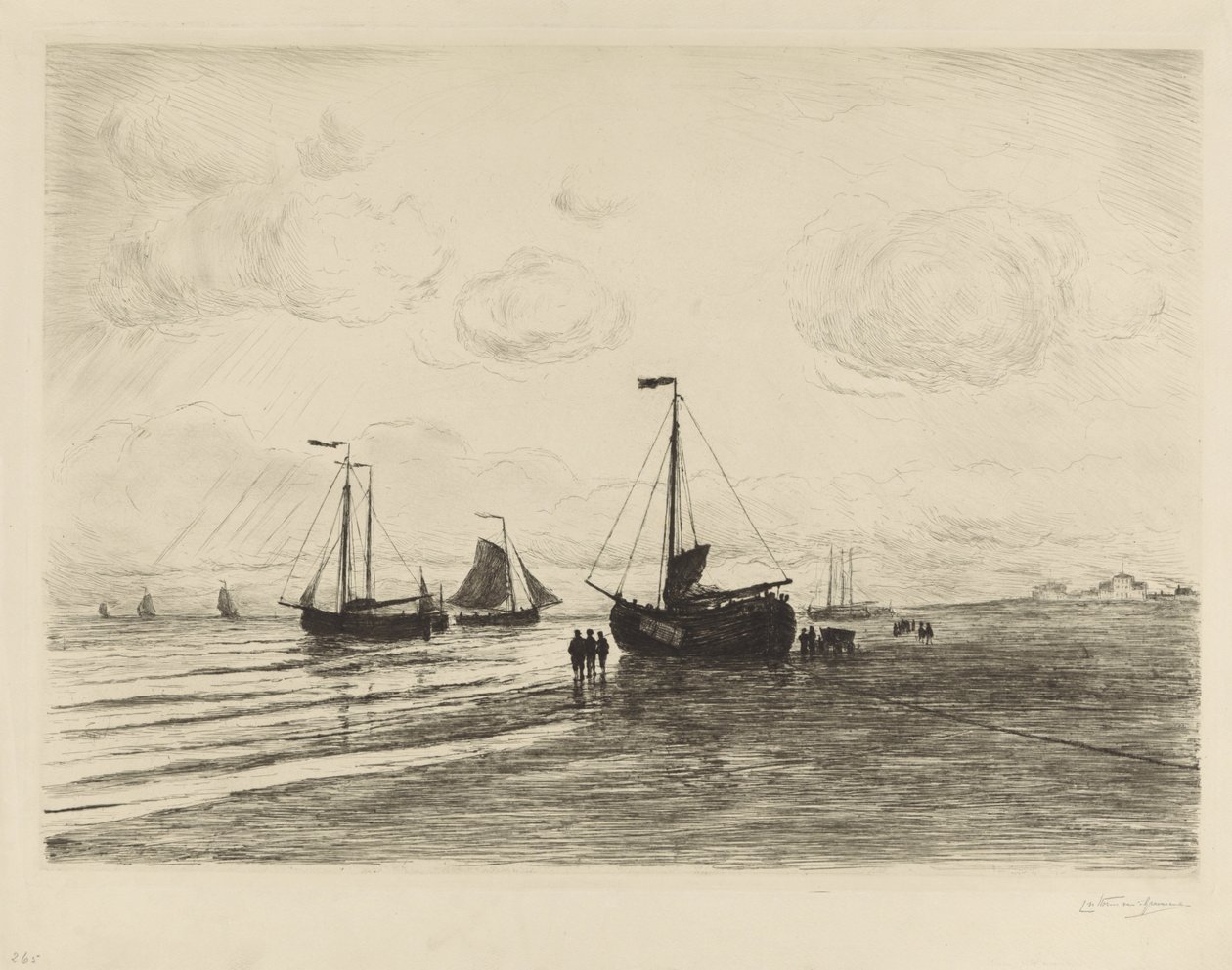 On the Beach at Katwijk by Carel Nicolaas Storm van 