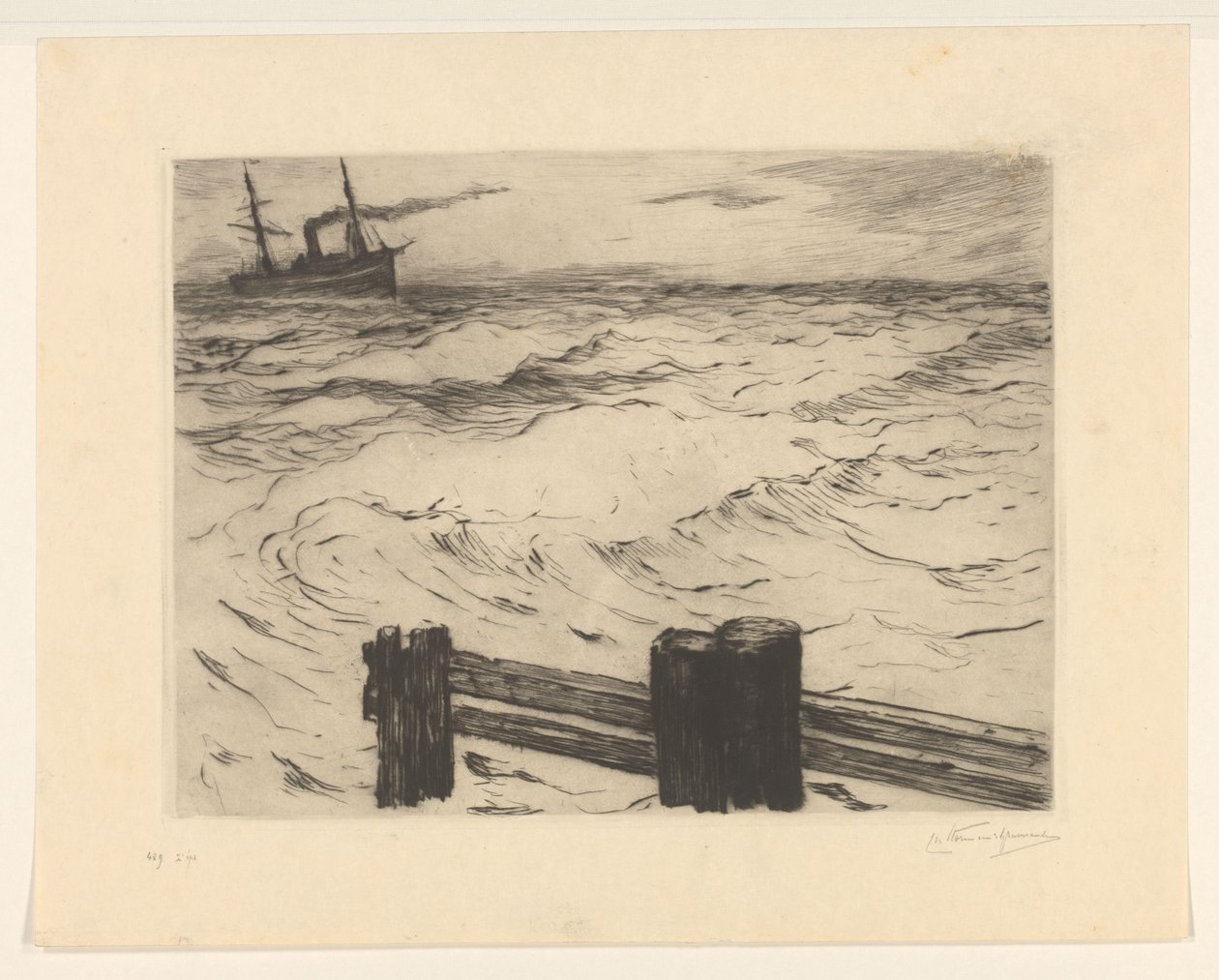 Steamship at Sea by Carel Nicolaas Storm van 