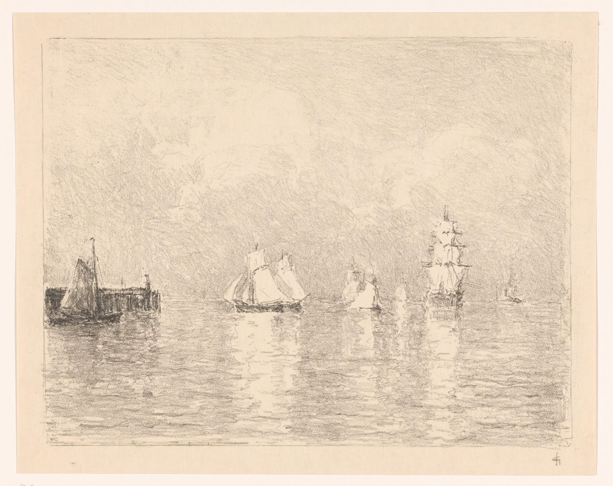 Sailing Ships at the Roadstead of Cuxhaven by Carel Nicolaas Storm van 