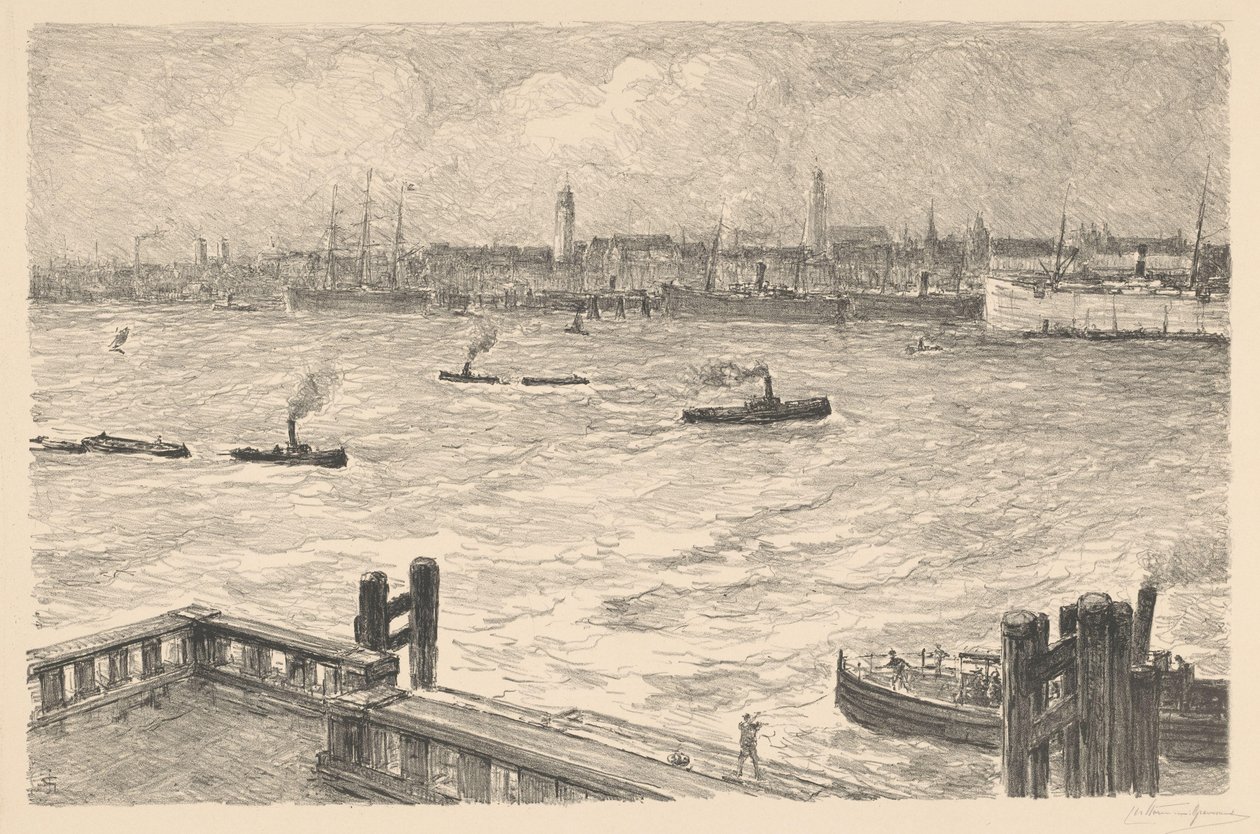 Port in Hamburg by Carel Nicolaas Storm van 
