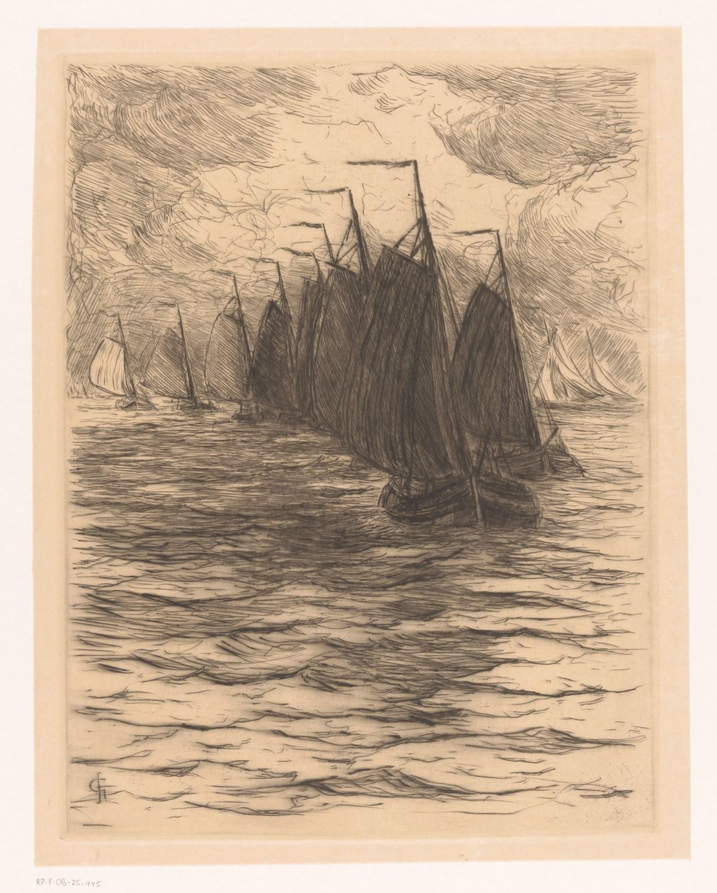 Fleet at sea by Carel Nicolaas Storm van 