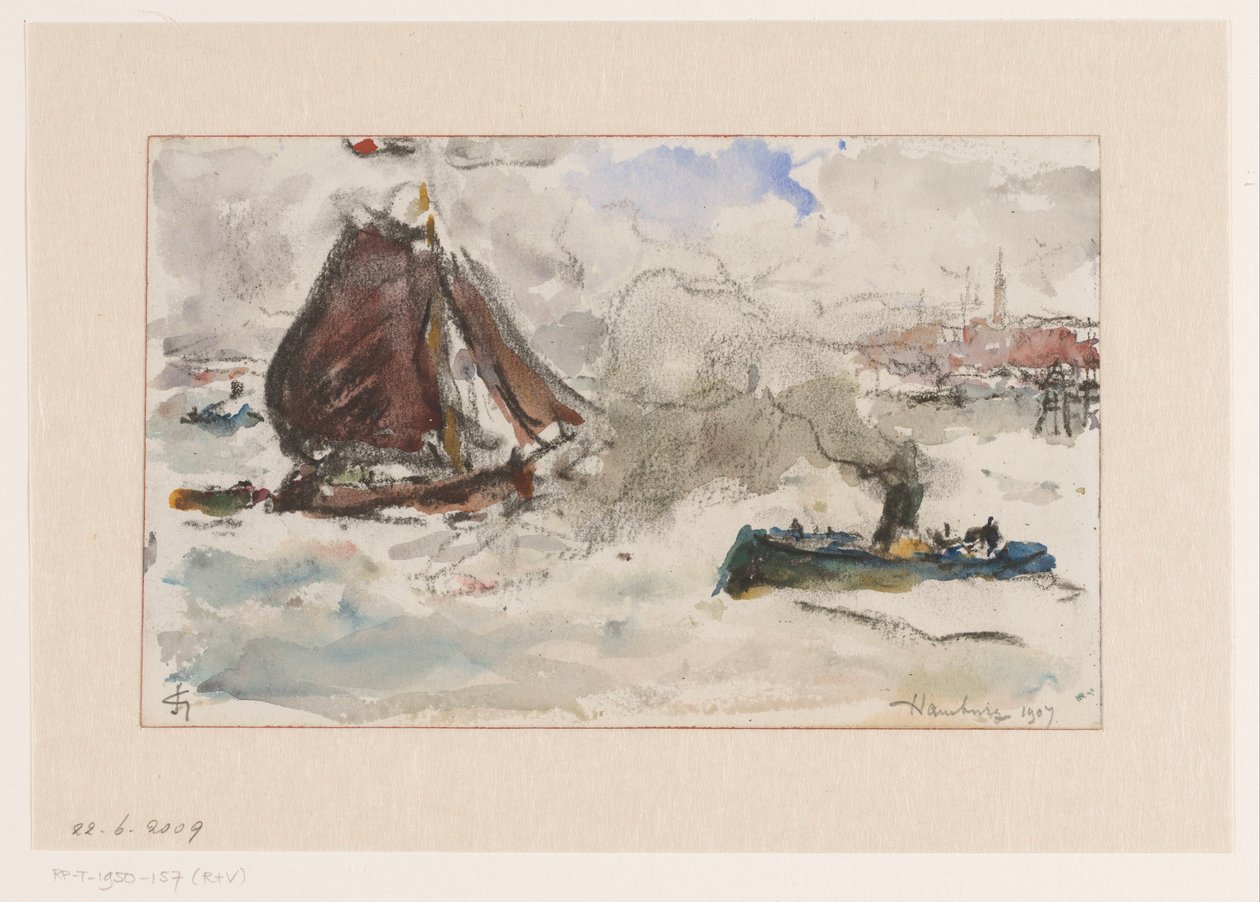 Rough Water Before the Port of Hamburg by Carel Nicolaas Storm van 