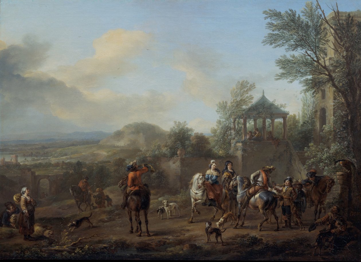 Departure for Hunting by Carel van Falens or Valens