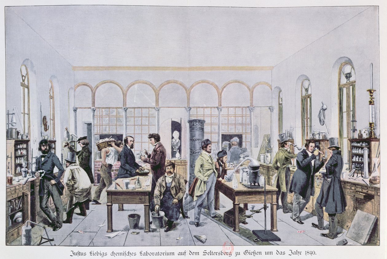 View of the chemistry laboratory of Baron Justus von Liebig at Giessen by Carl Friedrich Wilhelm Trautschold
