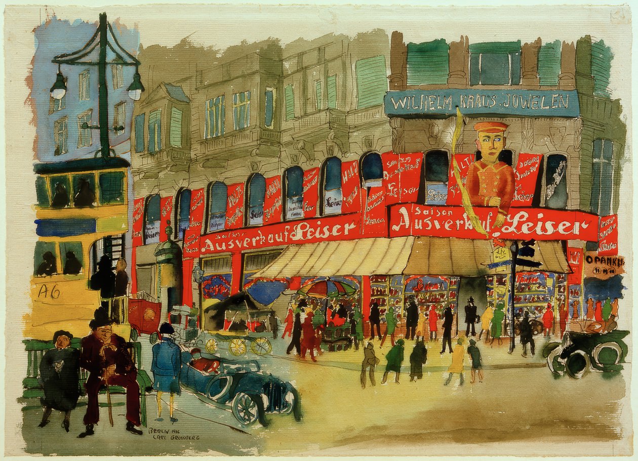 Berlin, Tauentzienstraße / Watercolor by C. Grossberg by Carl Grossberg
