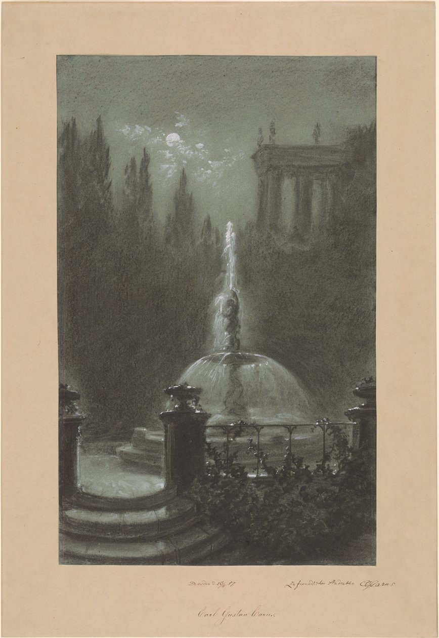 A Fountain in Moonlight by Carl Gustav Carus