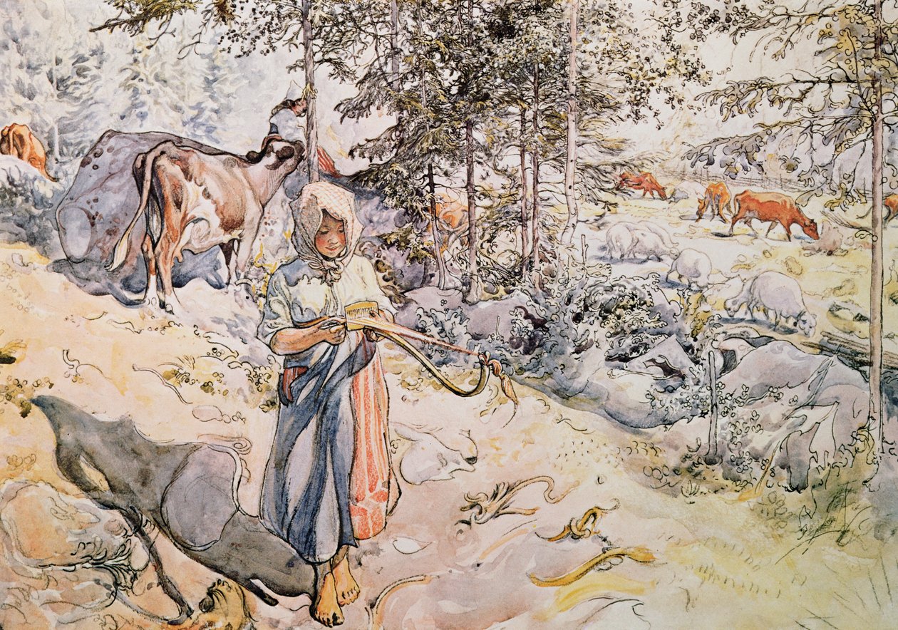 Young Girl Weaving, 1905 by Carl Larsson