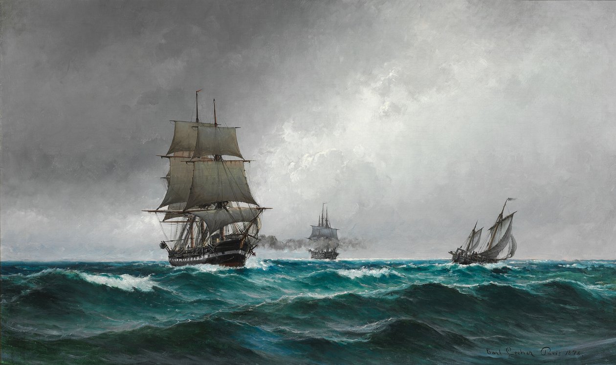 Quiet Evening in the North Sea with the Frigate Jylland by Carl Ludvig Locher