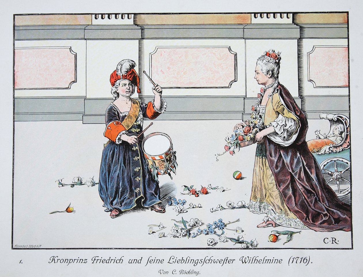 Crown Prince Frederick and his favourite sister, Wilhelmine, 1716 by Carl Röchling