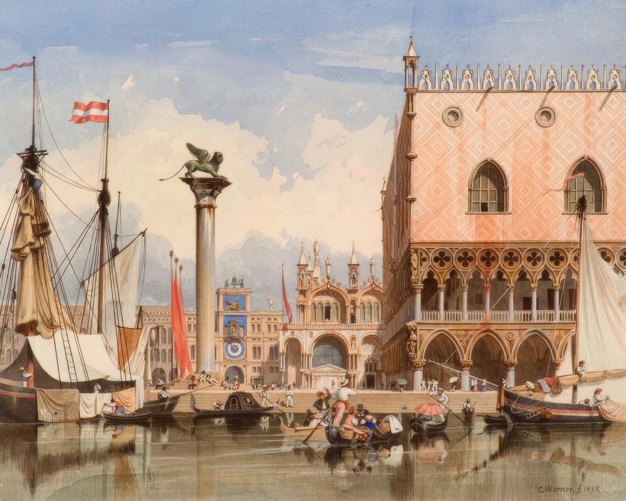 Venice, Sailing Ships in Front of Doge