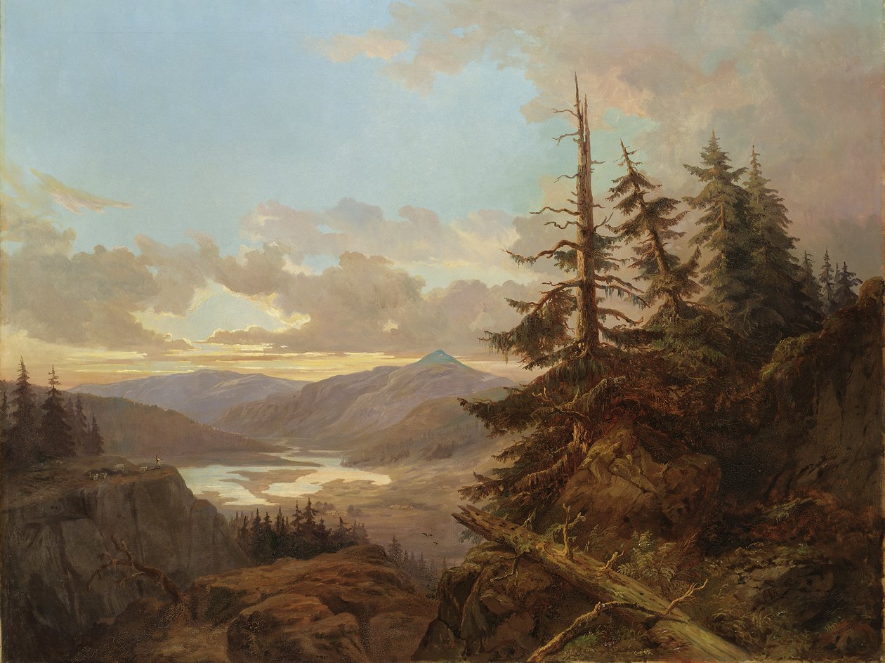 Norwegian Landscape in the Light of the Early Morning, 1863 by Carl XV or Karl Ludvig Eugene