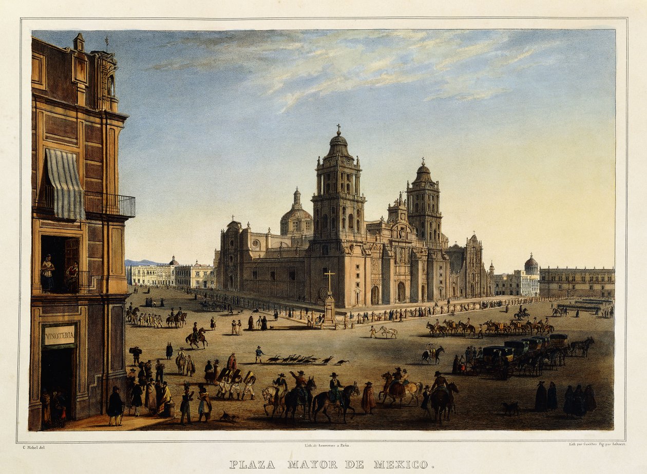 Plaza Mayor, Mexico by Carl (after) Nebel