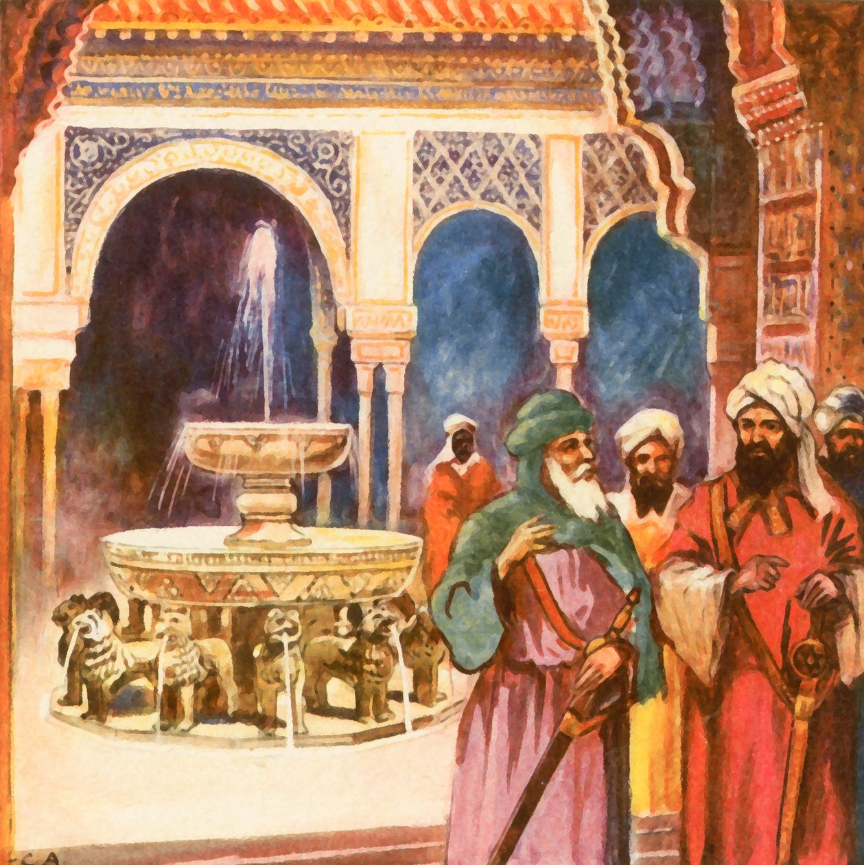 The Court of Lions in the Alhambra in Granada by Carl Arriens