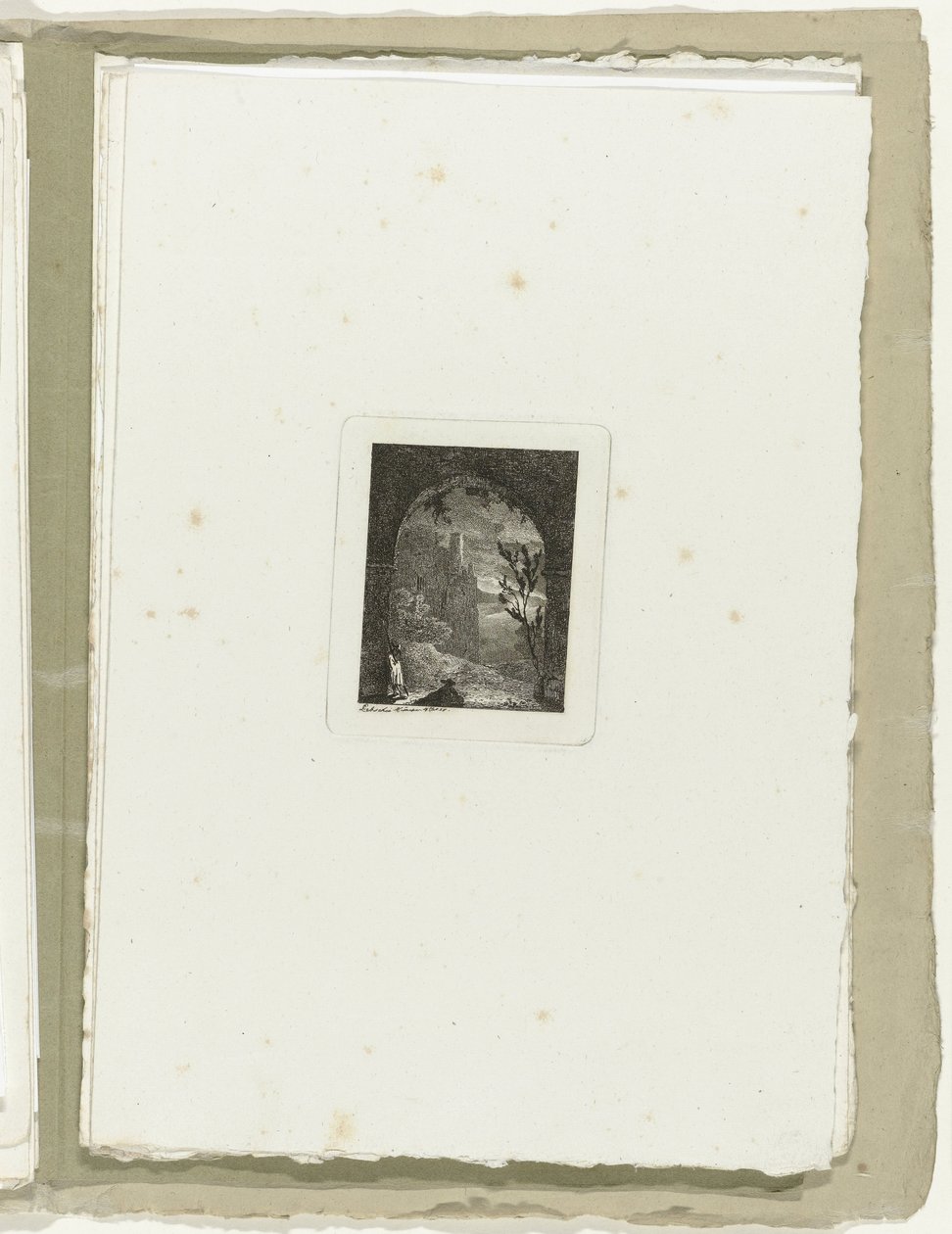 Man with Lance in a Passage (series title: Sixteen Landscapes) by Carl August Lebschee