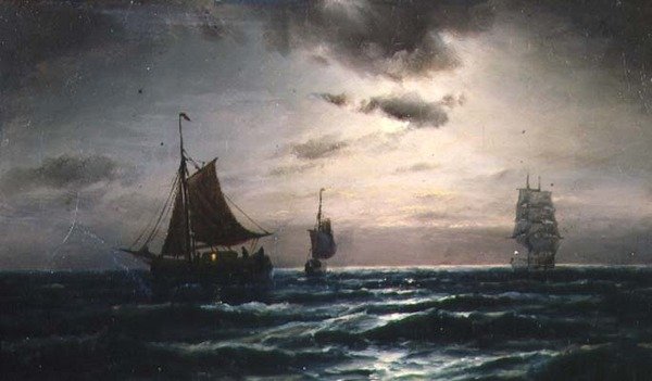 Shipping in Moonlit Waters by Carl Bille