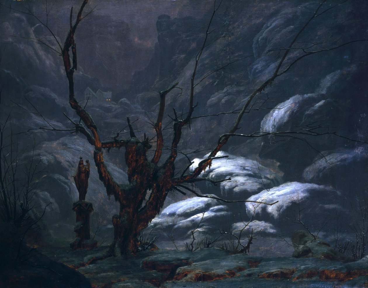 Mountain Canyon in Winter by Carl Blechen
