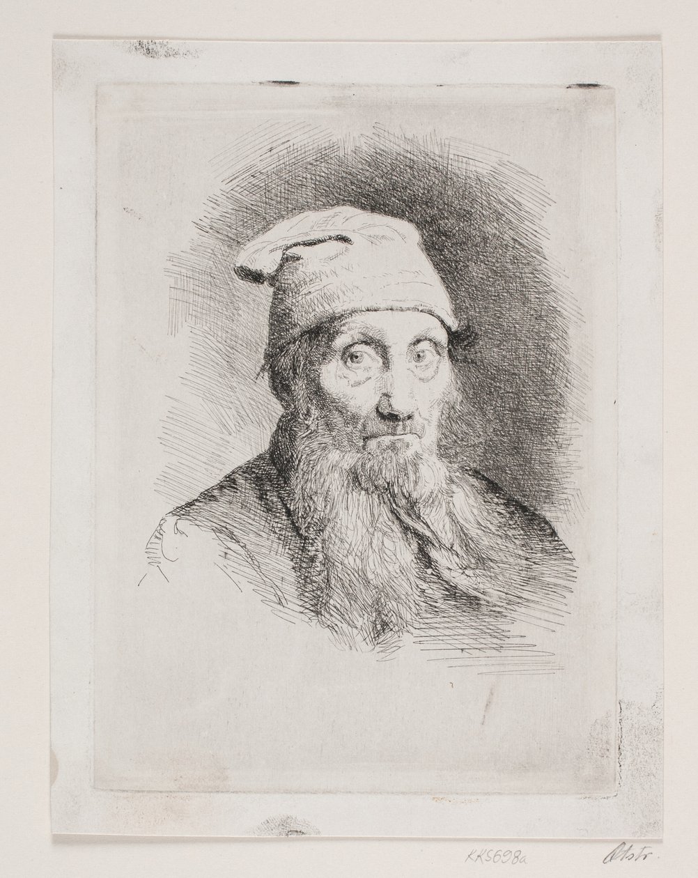 An Old Man with Cap. Bust Portrait by Carl Bloch