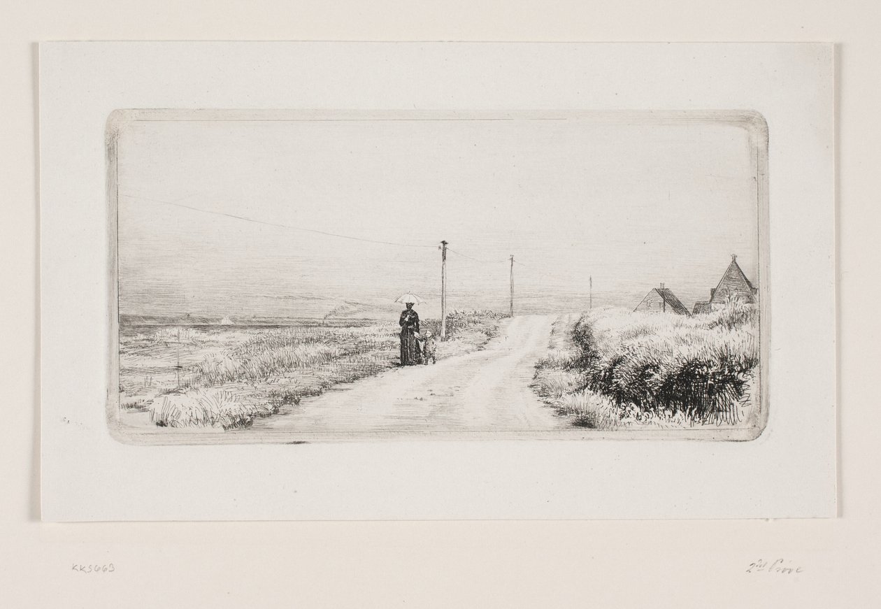 Country Road with Walking Lady. Sunny Afternoon by Carl Bloch