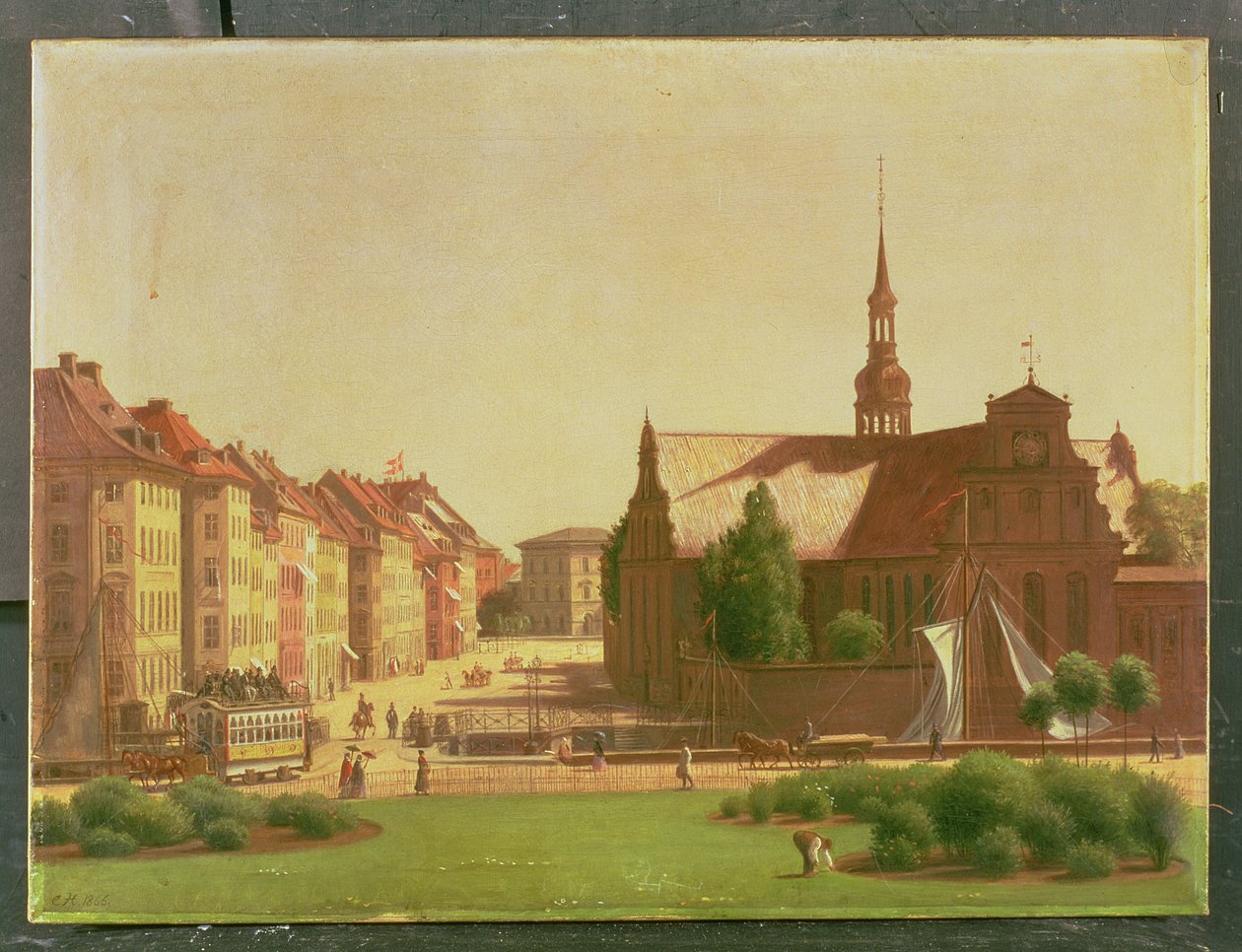 The Palace Square and Holmens Kirke, from a window in Christiansborg Castle, in Copenhagen, 1866 by Carl Christian Constantin Hansen