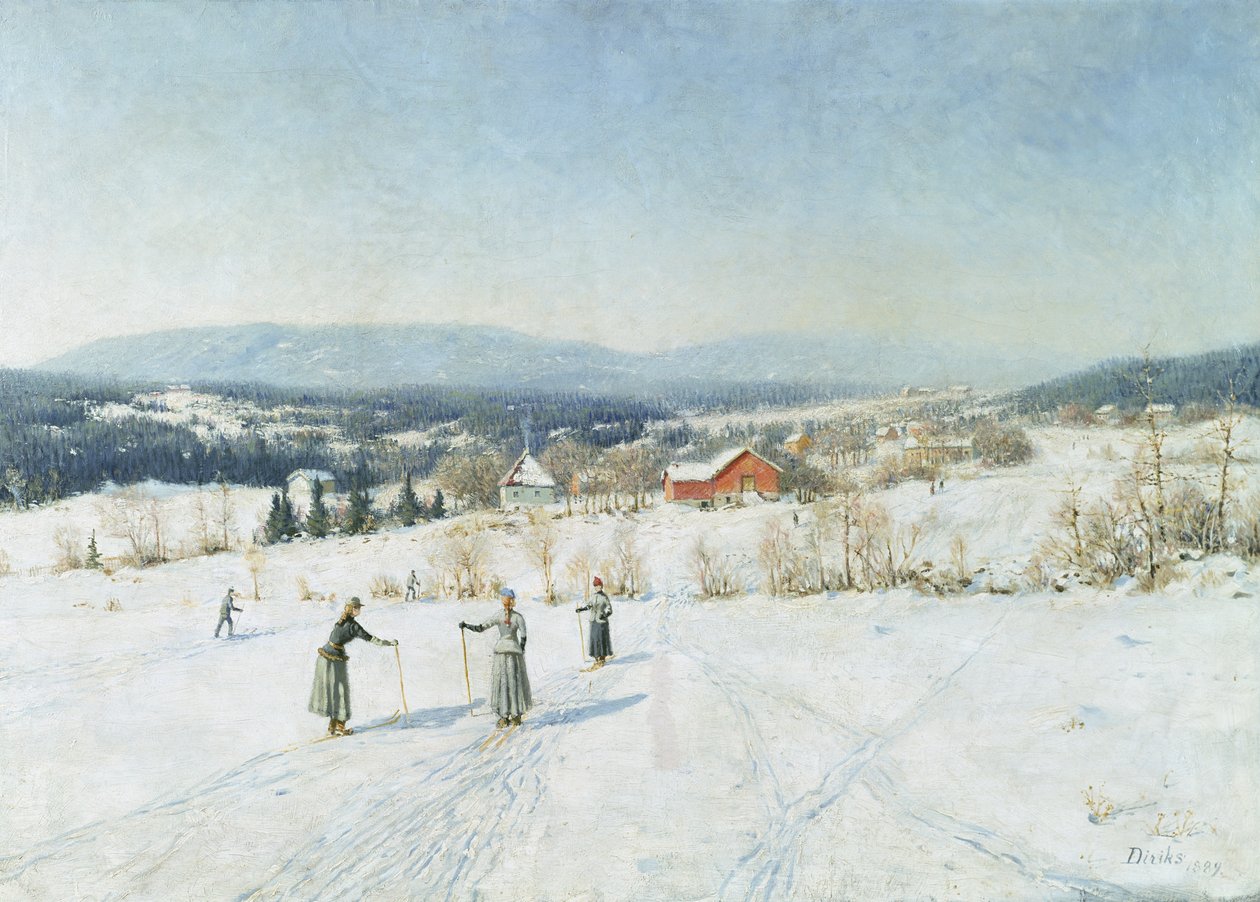 Landscape with Skiers by Carl Edvard Diriks