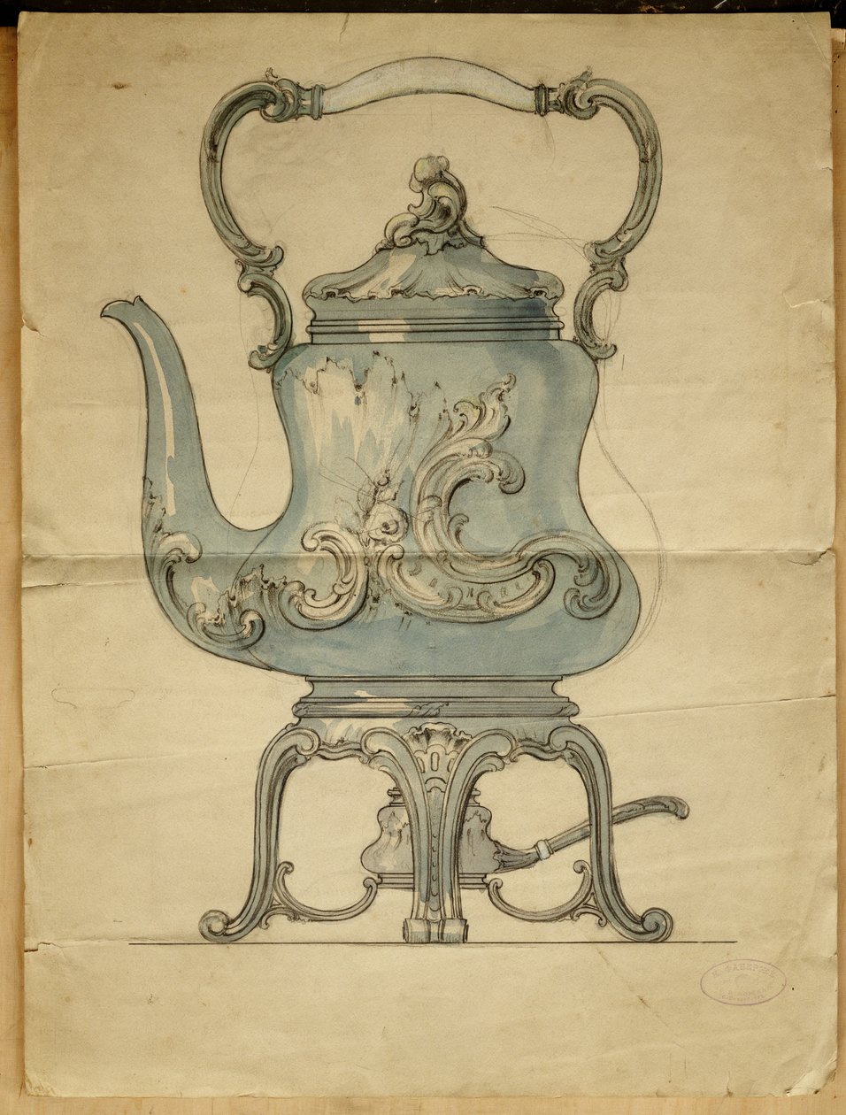 A Shaped Silver Kettle and Stand, House of Carl Faberge by Carl Fabergé