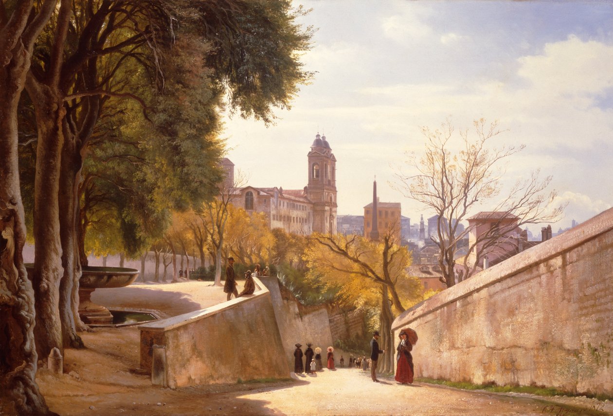View of Viale Trinità dei Monti with Villa Medici