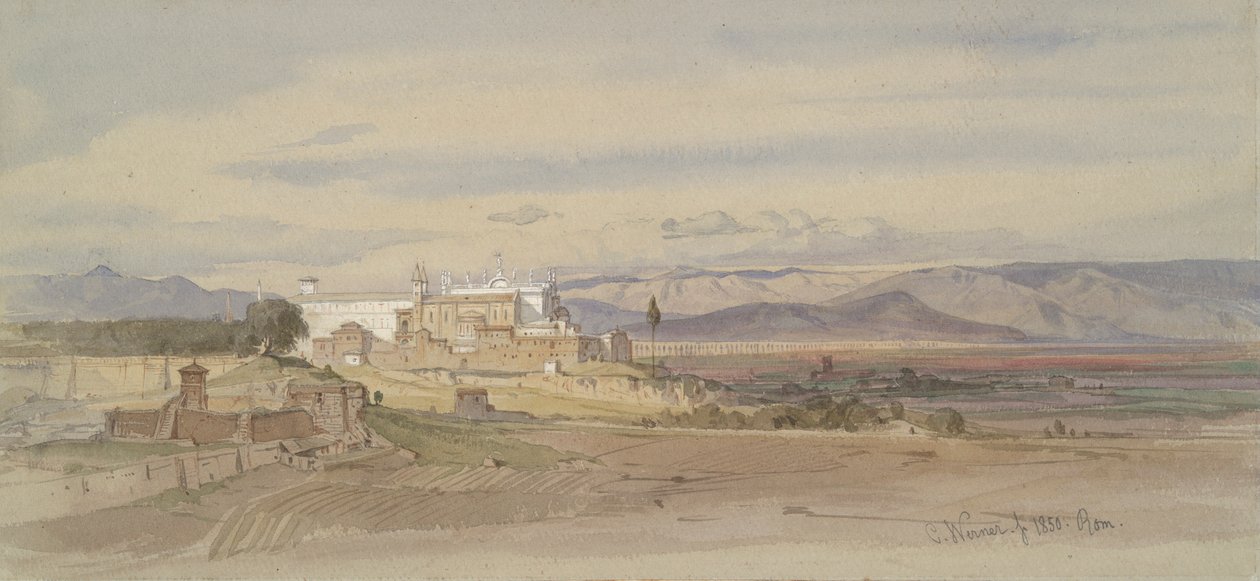 Roman Landscape with San Giovanni in Laterano by Carl Friedrich Heinrich Werner