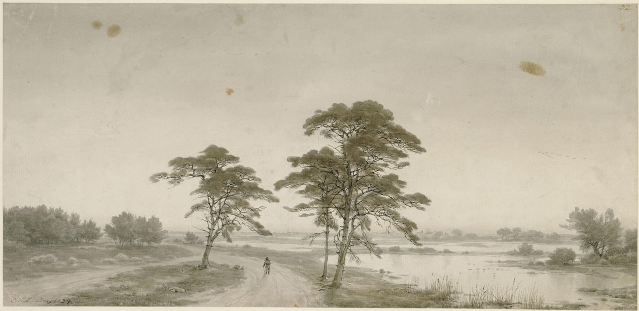 Flat Landscape with Wanderer by Carl Friedrich Lessing