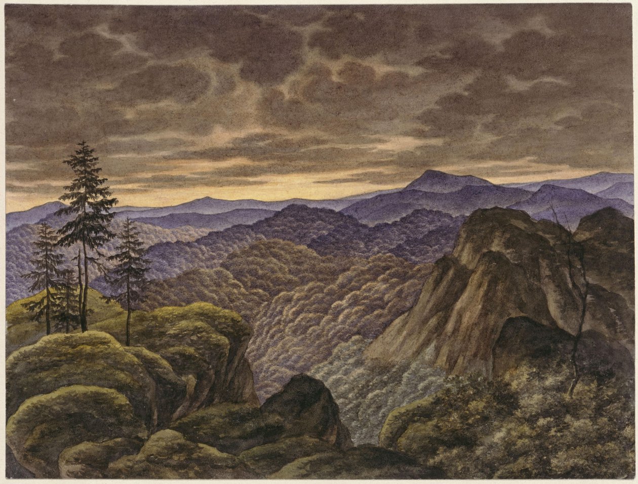 Mountain Landscape at Sunset by Carl Friedrich Lessing