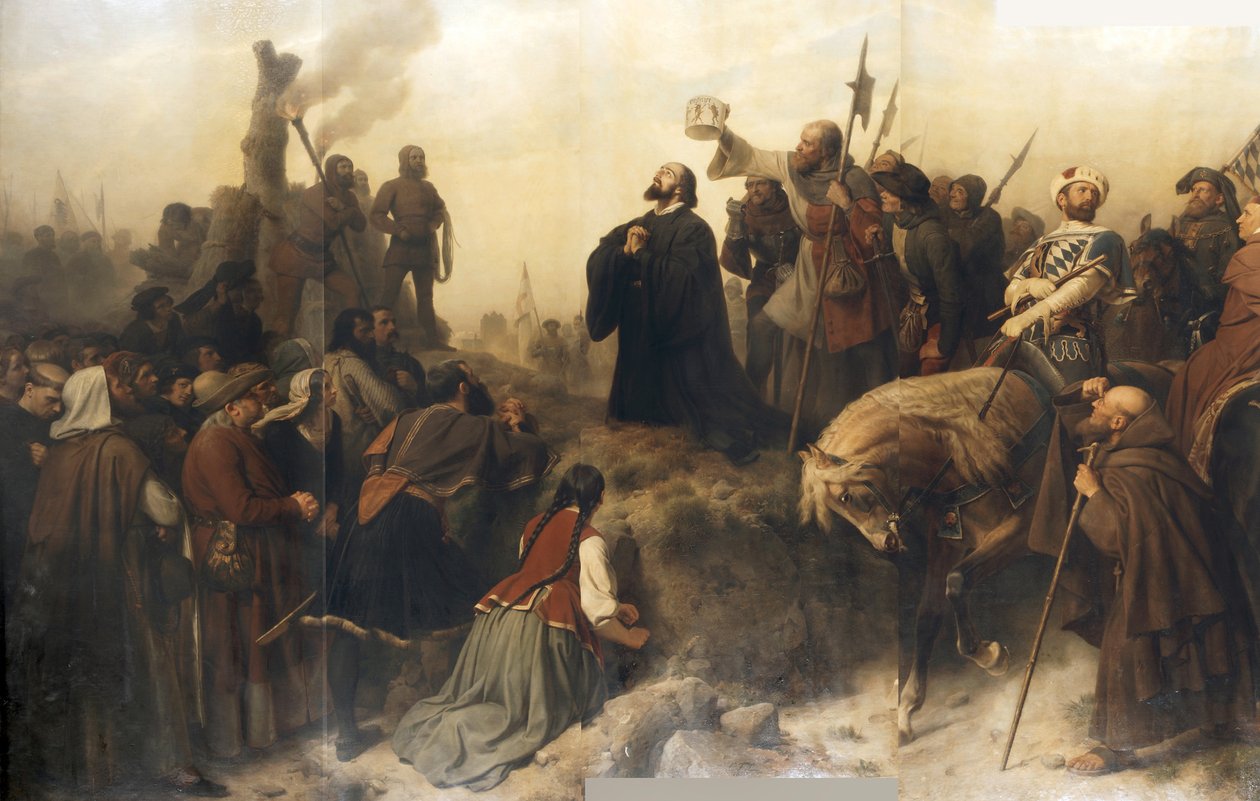Hus before the Stake by Carl Friedrich Lessing
