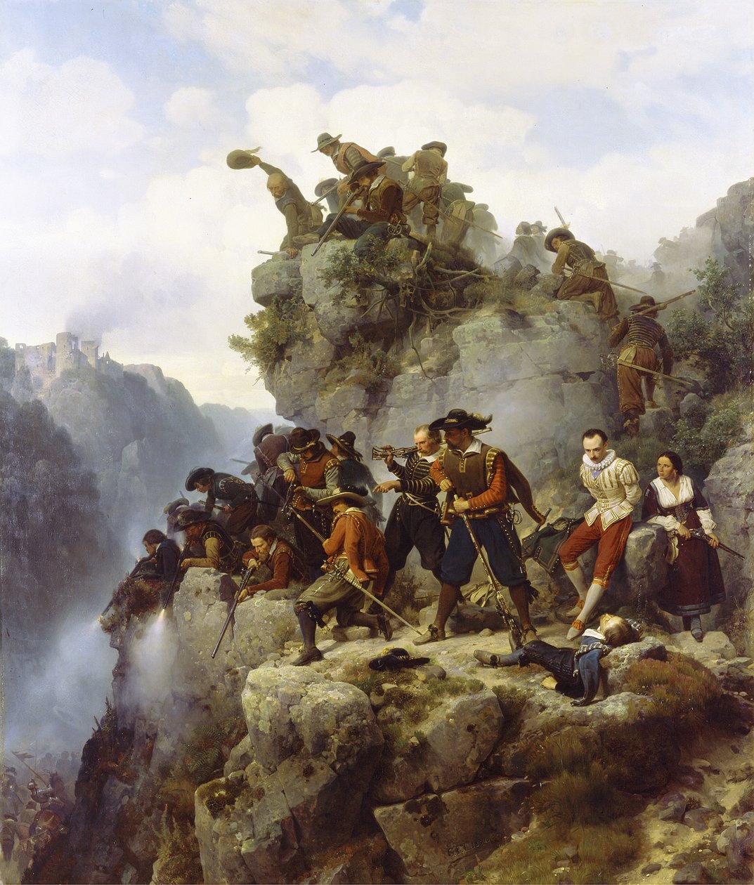 Riflemen in the Mountain Pass by Carl Friedrich Lessing