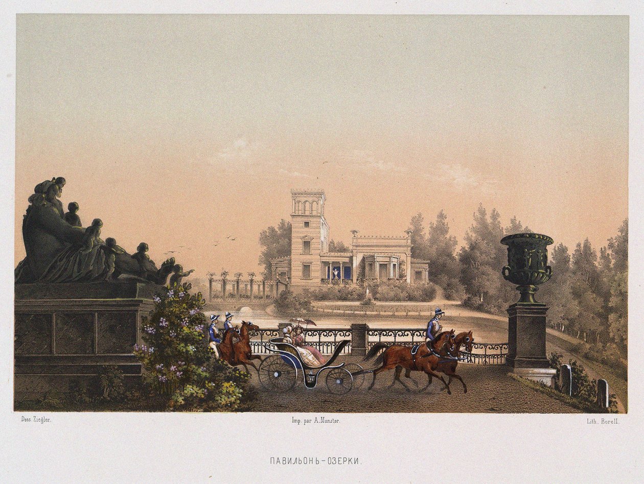 The Pink Pavilion in the Peterhof Park, 1853 by Carl Friedrich Ziegler von Schaffhausen